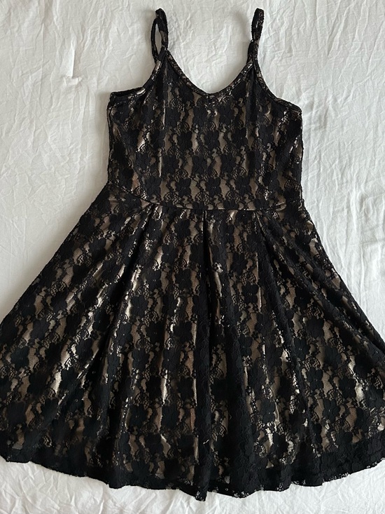 btween Other - btween Black Lace Overlay Formal Dress with Nude Lining